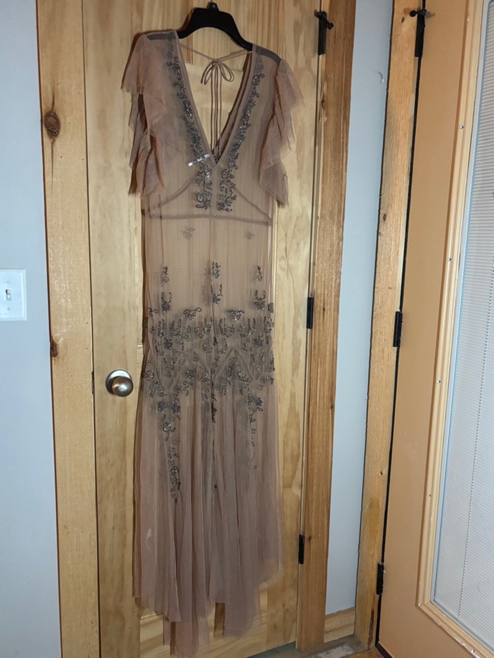 Free People Annabelle Sheer Maxi Embellished Dress L - Picture 7 of 13